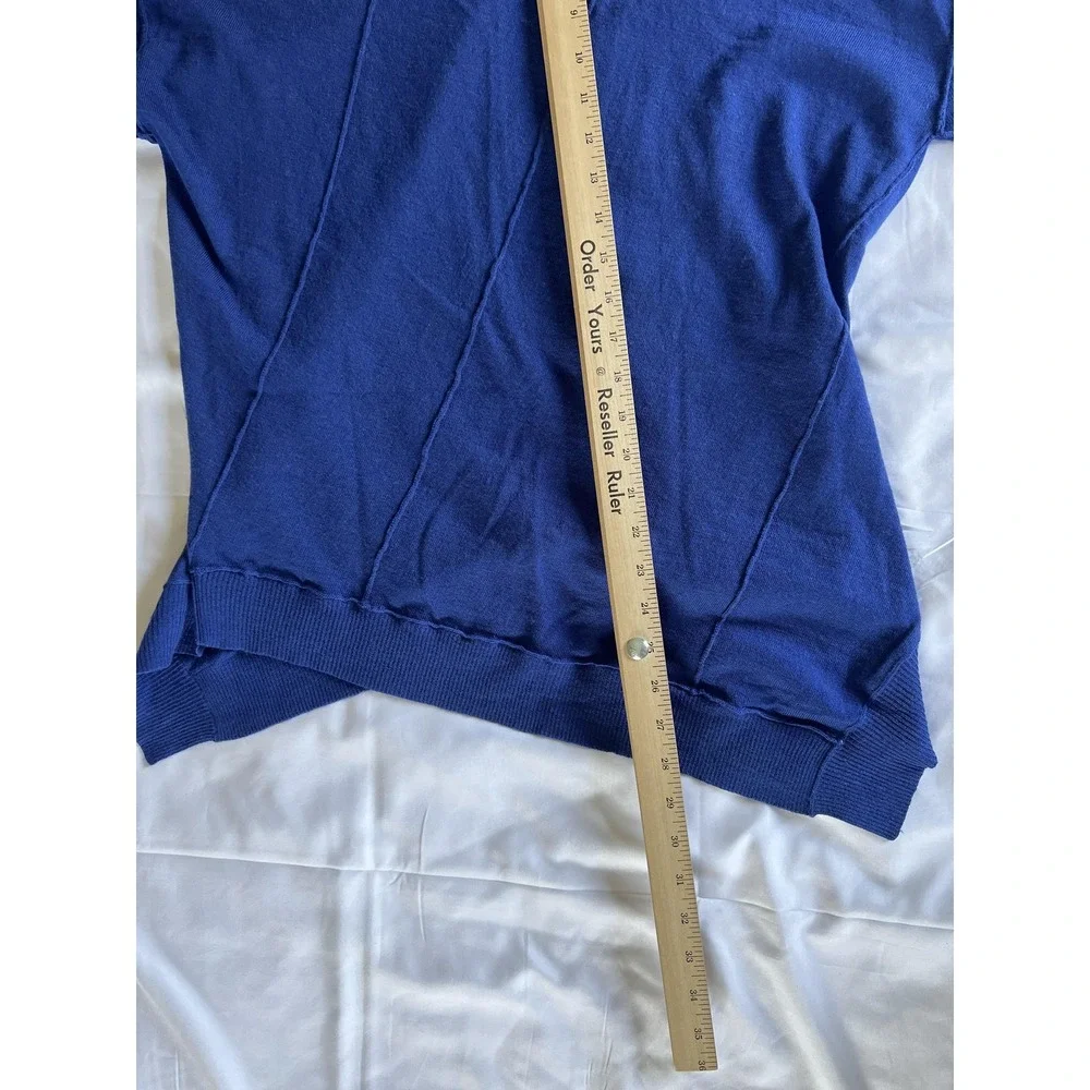 Eileen Fisher Woman Sweater Womens 1X Blue Merino Wool Asymmetrical Hem Pullover - Picture 10 of 13